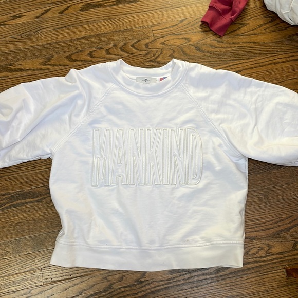 7 For All Mankind White Crew Neck Logo - Picture 1 of 5